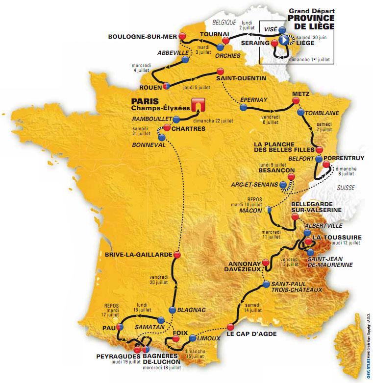tour de france 2014 route map